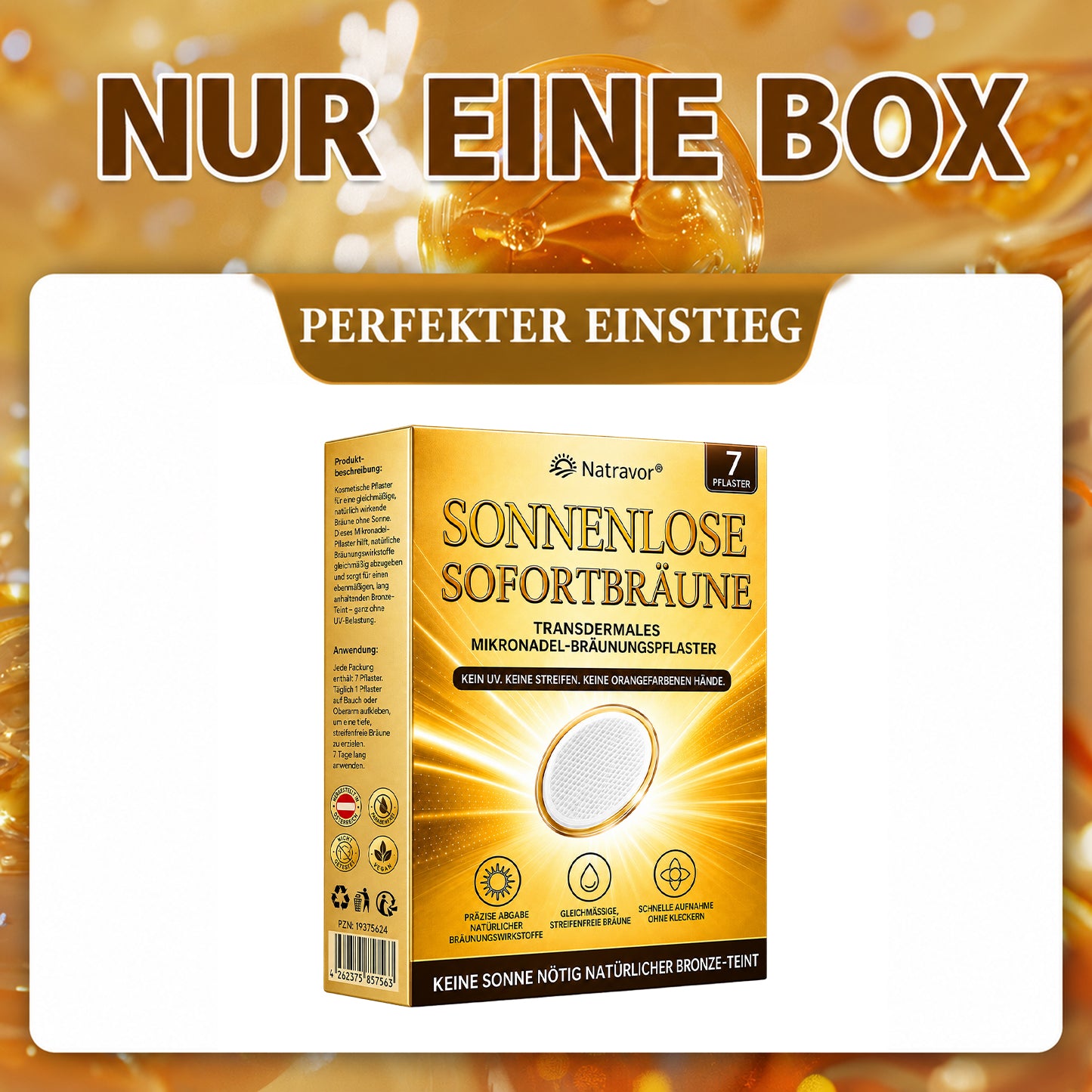 ⭐ 𝗡𝗮𝘁𝗿𝗮𝘃𝗼𝗿® Mikronadel-Bräunungspflaster: Natürlicher Bronze-Glow ohne UV & DHA