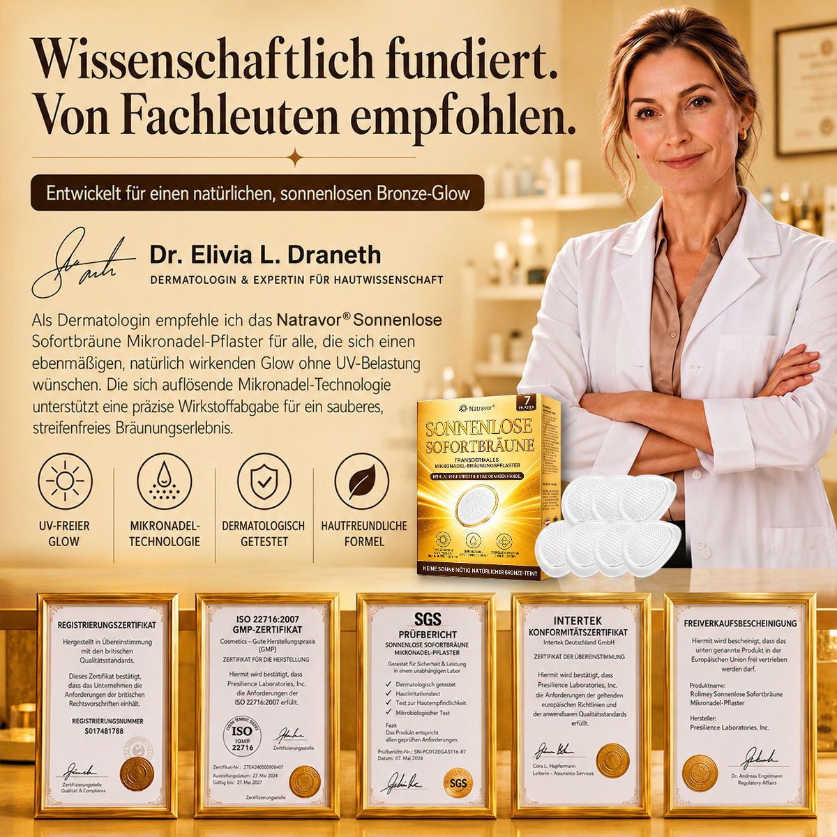 ⭐ 𝗡𝗮𝘁𝗿𝗮𝘃𝗼𝗿® Mikronadel-Bräunungspflaster: Natürlicher Bronze-Glow ohne UV & DHA