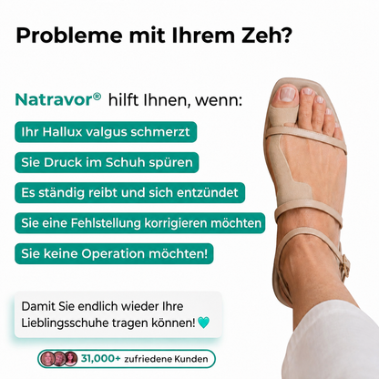 🏅 Natravor® Botanisches Komfort-Pflaster bei Hallux valgus 👠 Flexible Fußpflege + pflanzlich inspirierte Komfortformel a