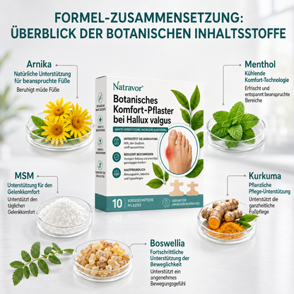 🏅 Natravor® Botanisches Komfort-Pflaster bei Hallux valgus 👠 Flexible Fußpflege + pflanzlich inspirierte Komfortformel c