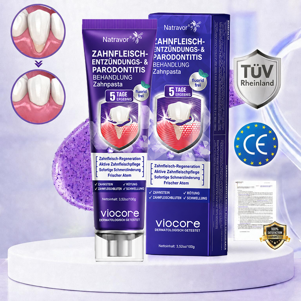 𝐍𝐚𝐭𝐫𝐚𝐯𝐨𝐫® VioCore Zahnpasta zur Behandlung von Zahnfleischentzündungen und Parodontitis mit Bienengift