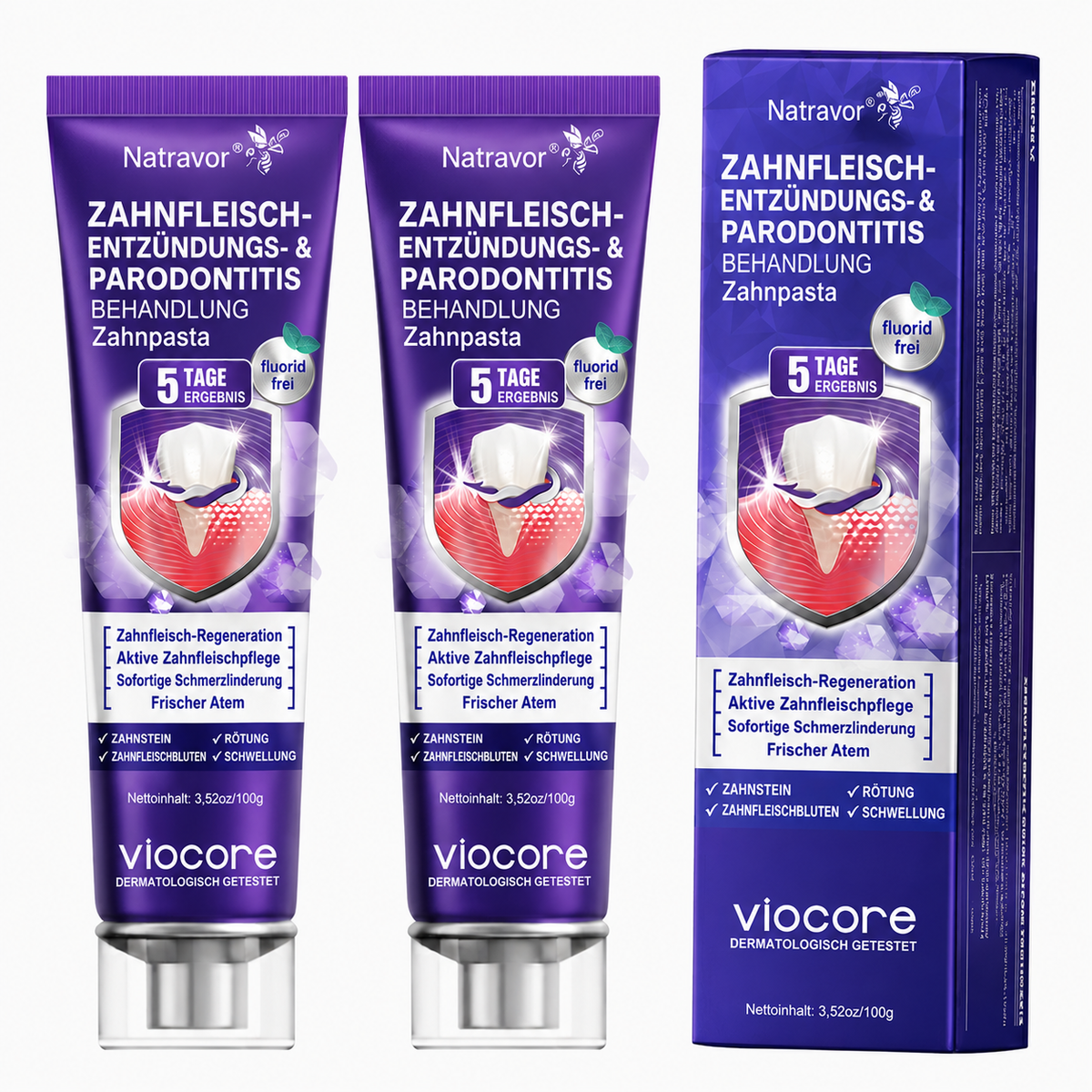 𝐍𝐚𝐭𝐫𝐚𝐯𝐨𝐫® VioCore Zahnpasta zur Behandlung von Zahnfleischentzündungen und Parodontitis mit Bienengift
