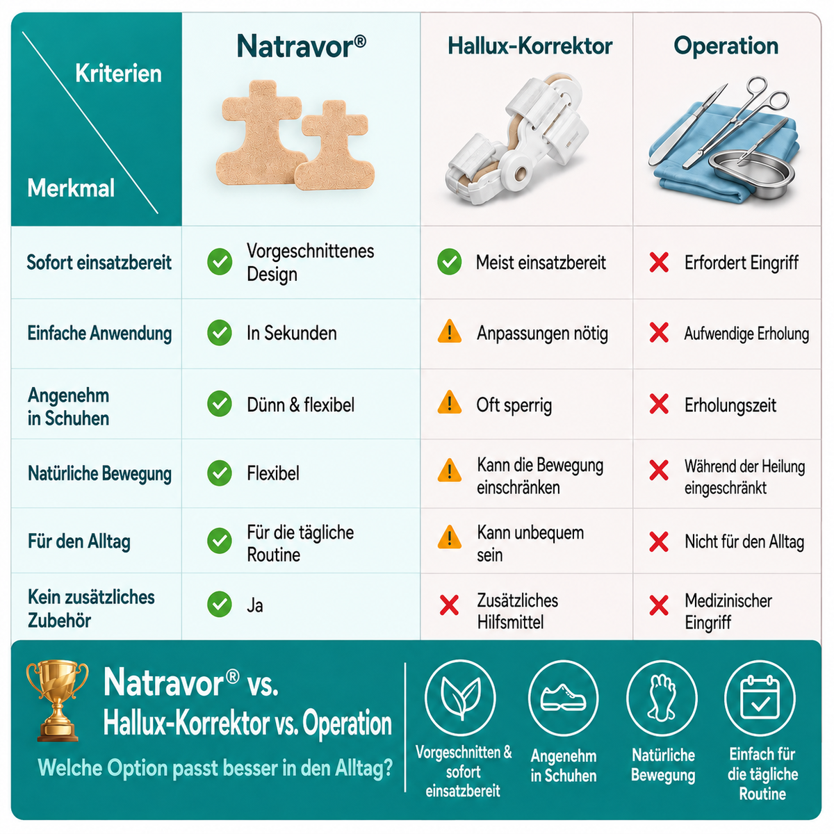 🏅 Natravor® Botanisches Komfort-Pflaster bei Hallux valgus 👠 Flexible Fußpflege + pflanzlich inspirierte Komfortformel a