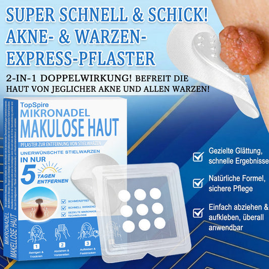 ✨𝑻𝒐𝒑𝑺𝒑𝒊𝒓𝒆® 2-in-1 Mikronadel- & Hydrokolloid-Pflaster | Entferner für erhabene Muttermale, Akne, flache Warzen & Hautanhängsel | Verbessert Falten, Narben & Hautunreinheiten | Unsichtbare Stern-Pickelpflaster für Gesicht & Körper